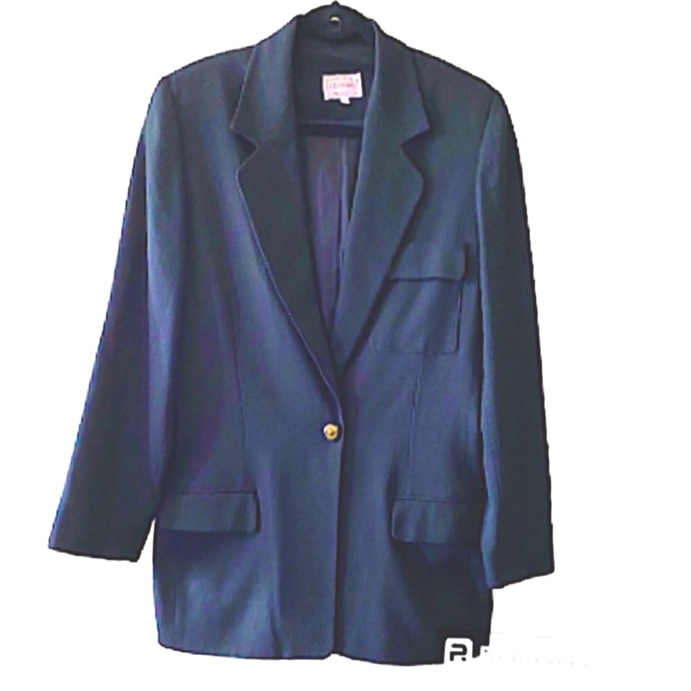 Louben Pure Virgen Wool Black Blazer Size 12
